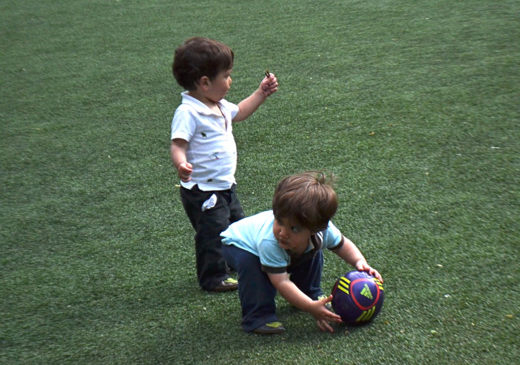 Rare moment when the twins were NOT running in opposite directions.