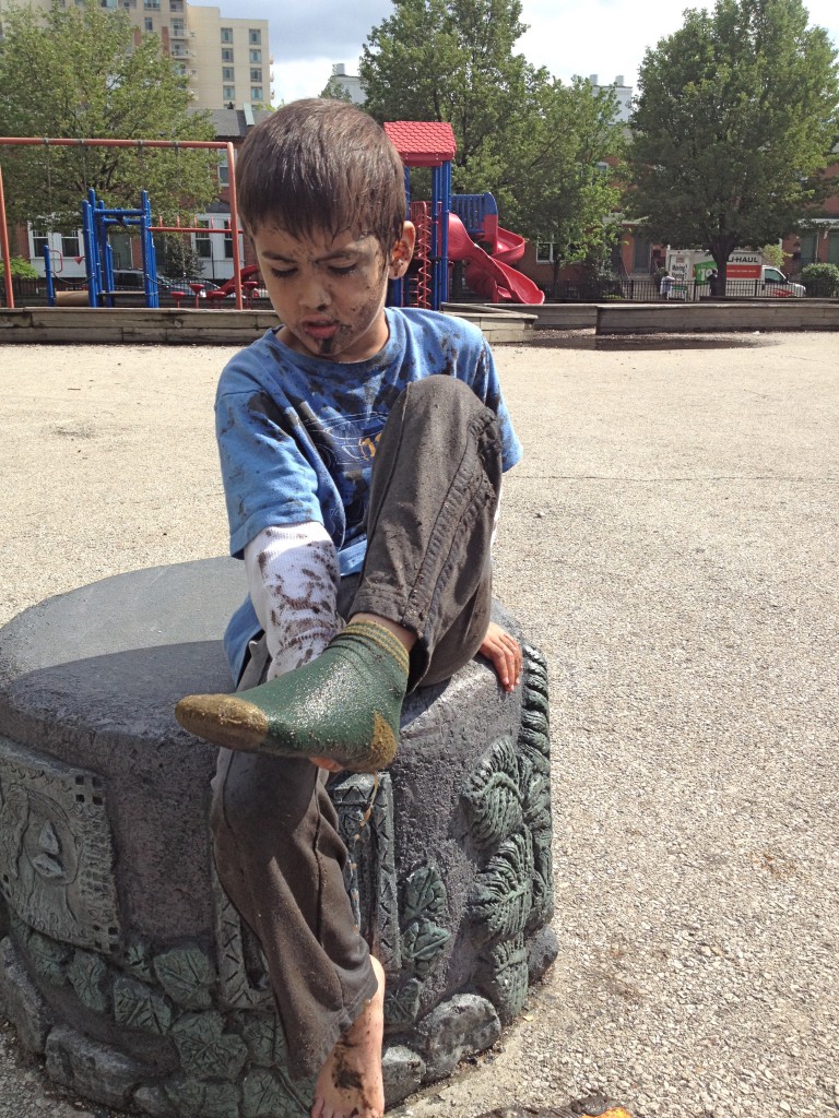Jack after stomping in a mud puddle.