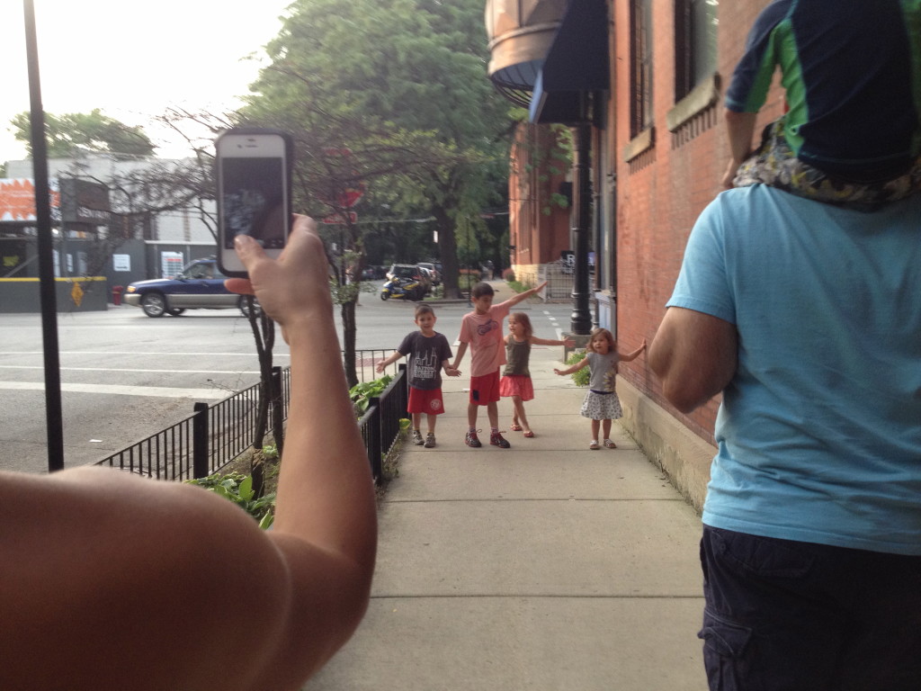 One evening we walked down the street copying each other's dance moves.