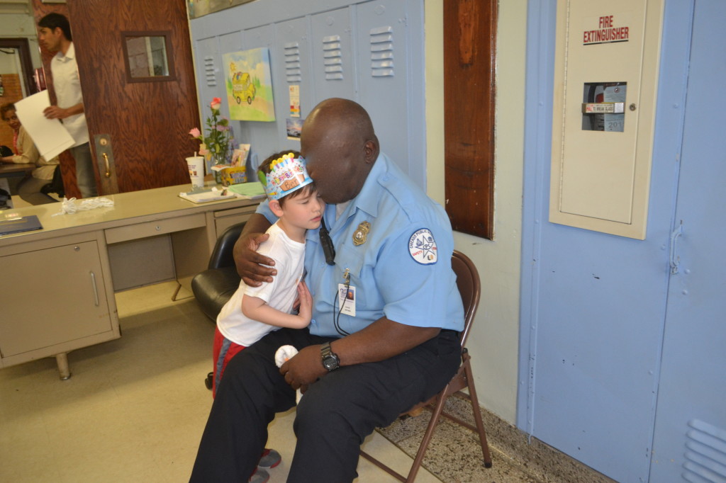 Another hug for the security guard.