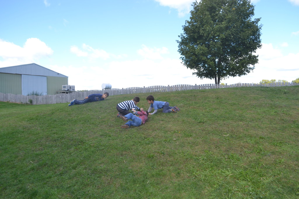 Rolling down the hill.
