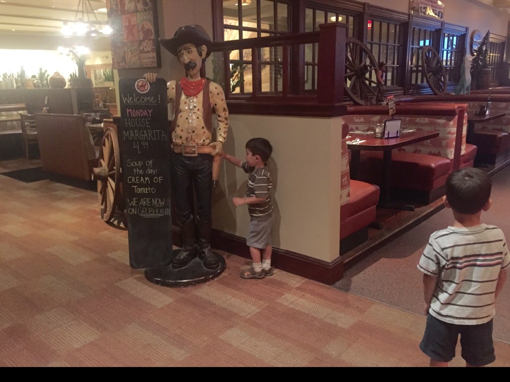 Kitsch cowboy decor runs through the entire restaurant.
