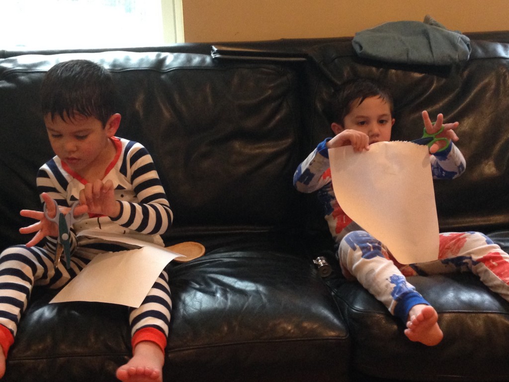 Learning to cut with scissors while we are away.