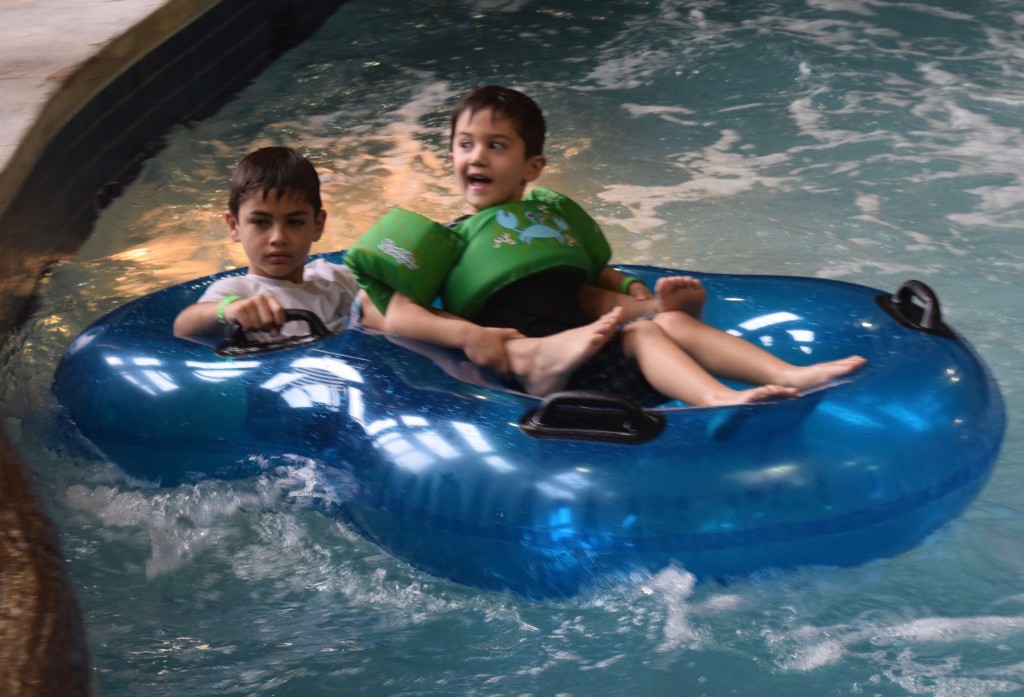 Jack and Sam exiting the green slide.