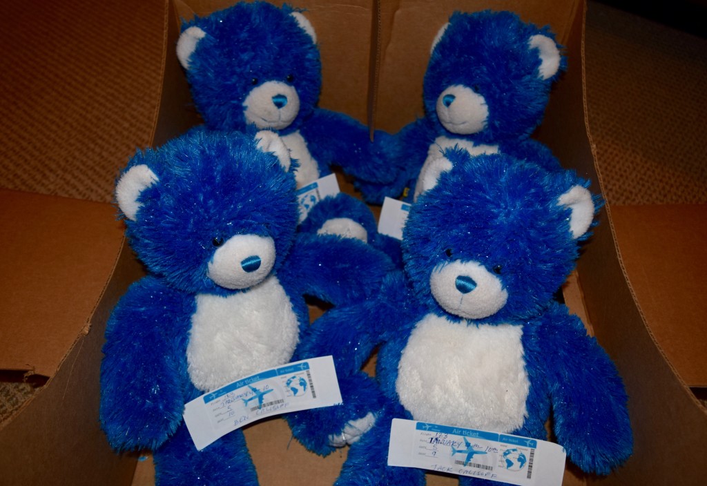 Bears bearing airline tickets to Florida for the boys.