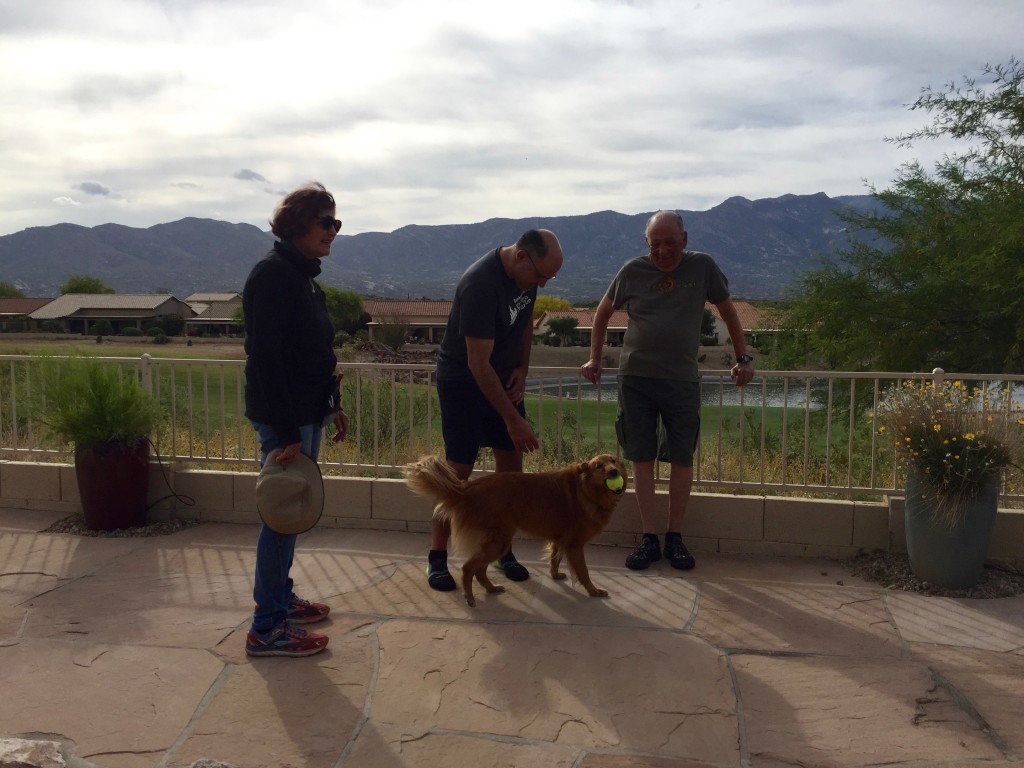 Playing with Zoe on the patio.