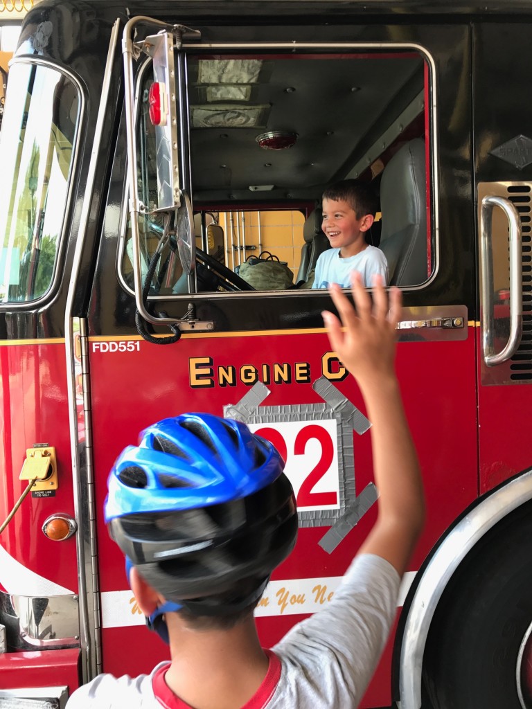 At the fire station with Camila