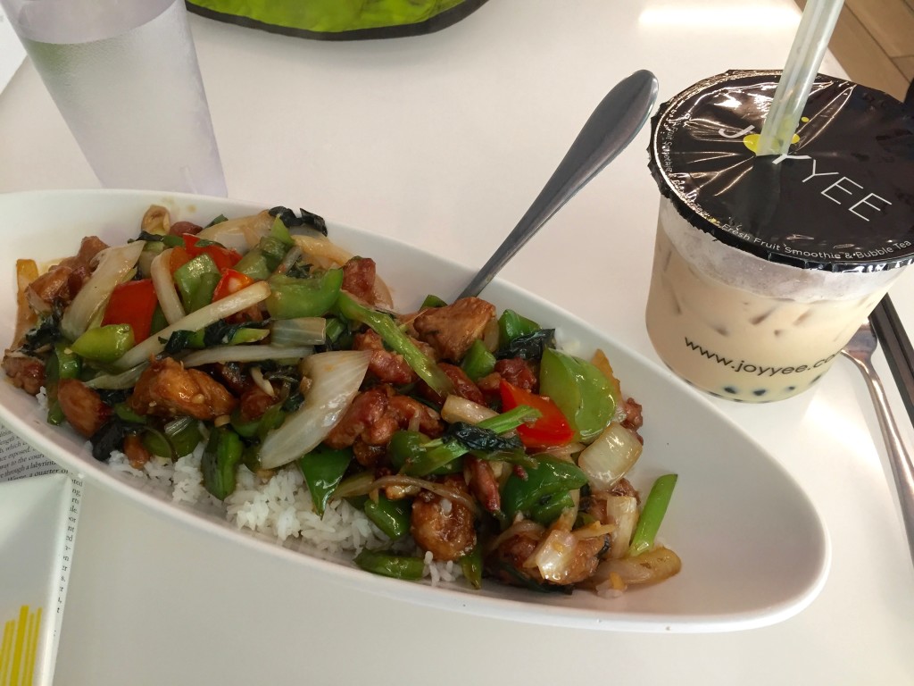 Thai Basil Chicken and Bubble Tea from Joy Yee Noodles