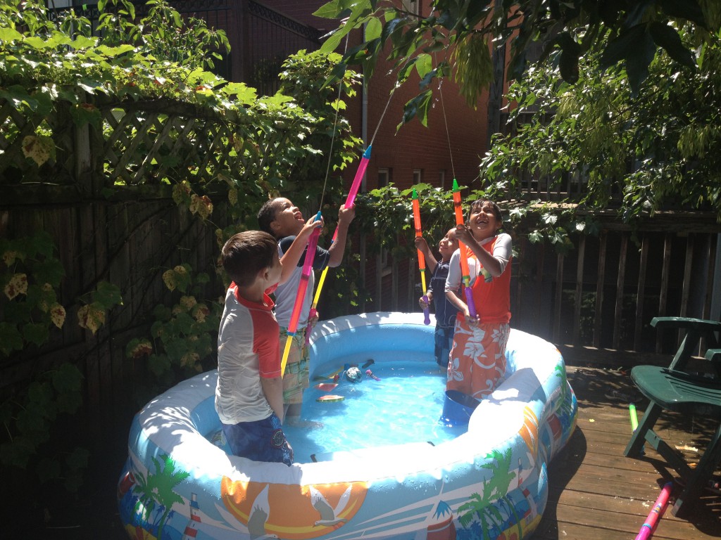Water Squirters featured heavily these past two weeks. (On our back porch)