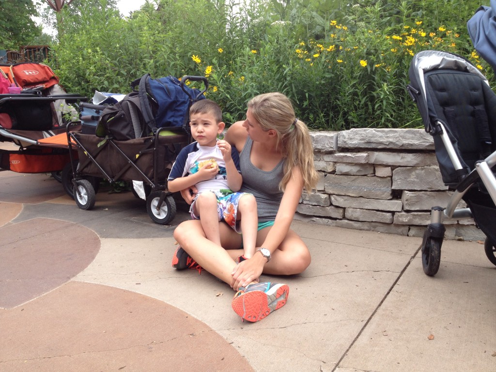 Calming Ben after a particularly rough morning at the Morton Arboretum.