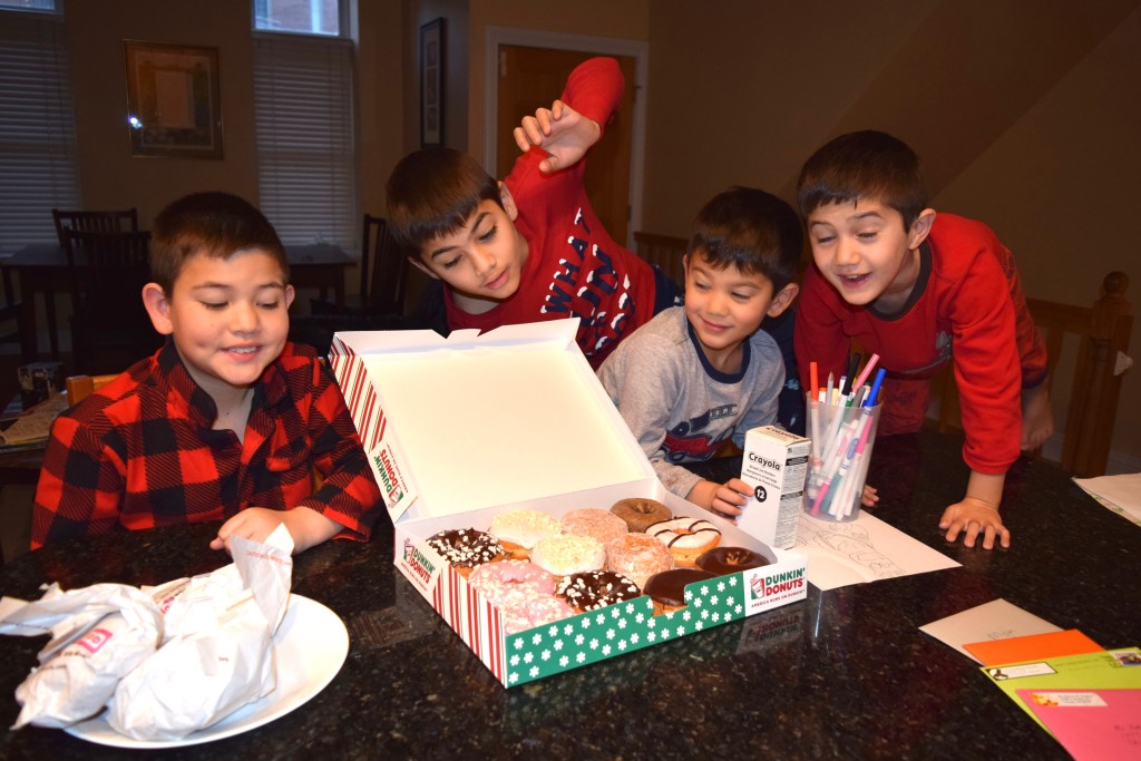 The kids were very happy to see the birthday breakfast this morning!