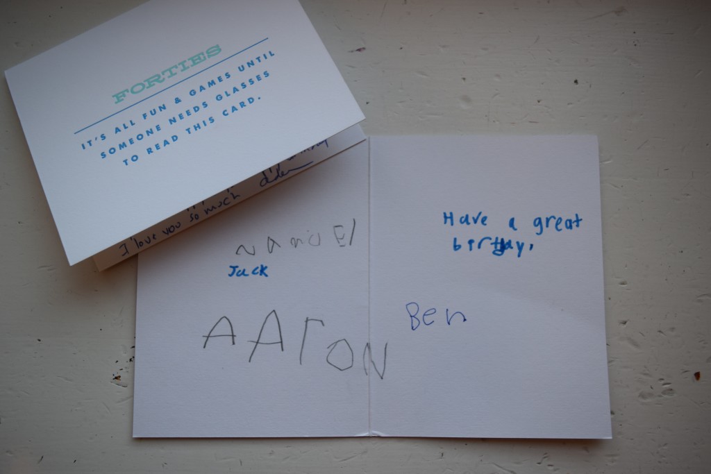 All four kids signed their names themselves for the first time ever.